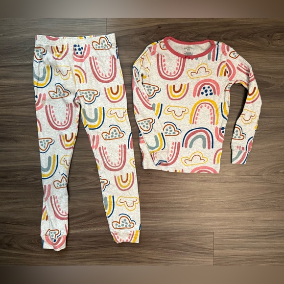 Carter's Girls 100% Cotton Colorful Rainbow Pajama Set size 7 - Picture 3 of 5